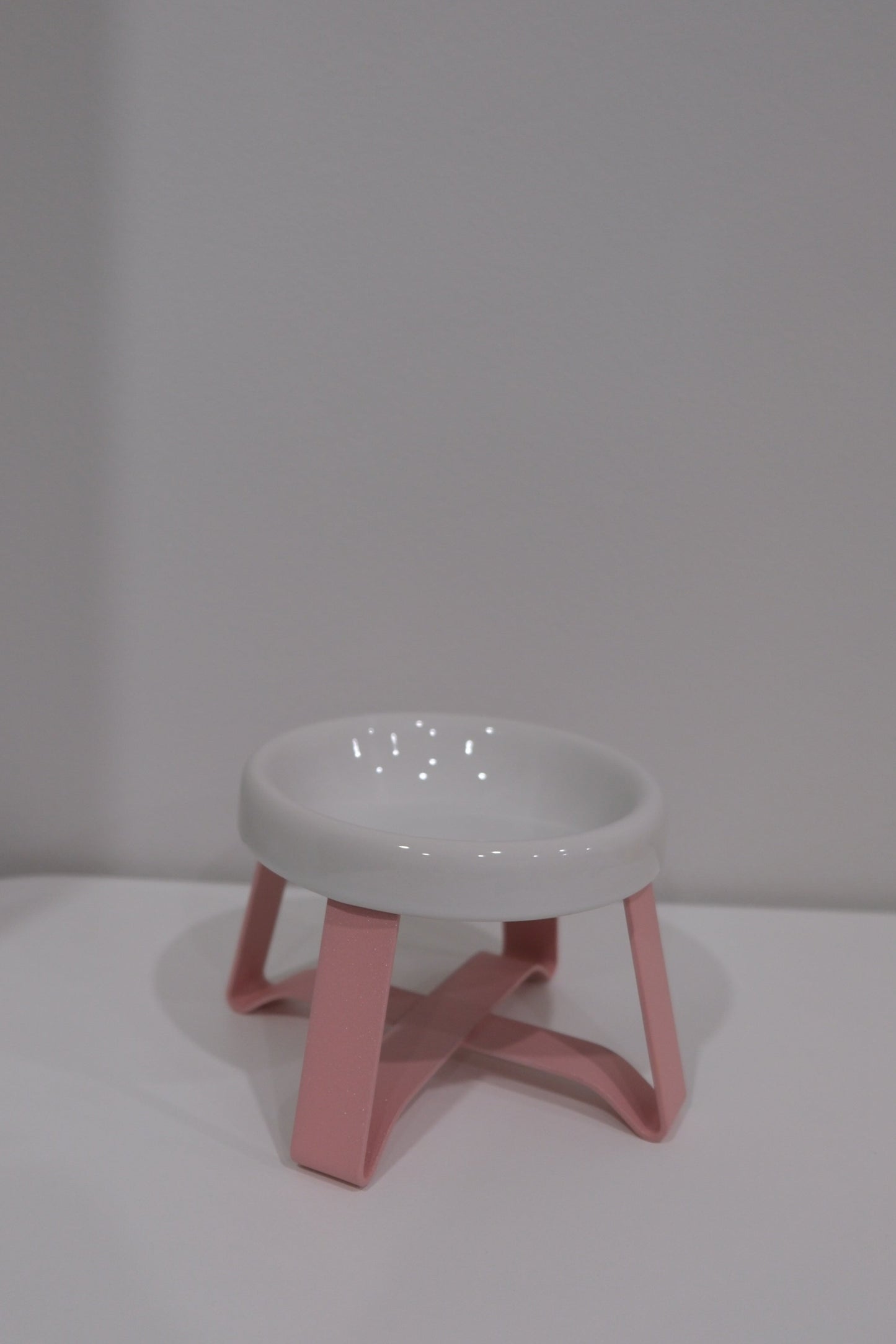 White Bowl Pink Stand
