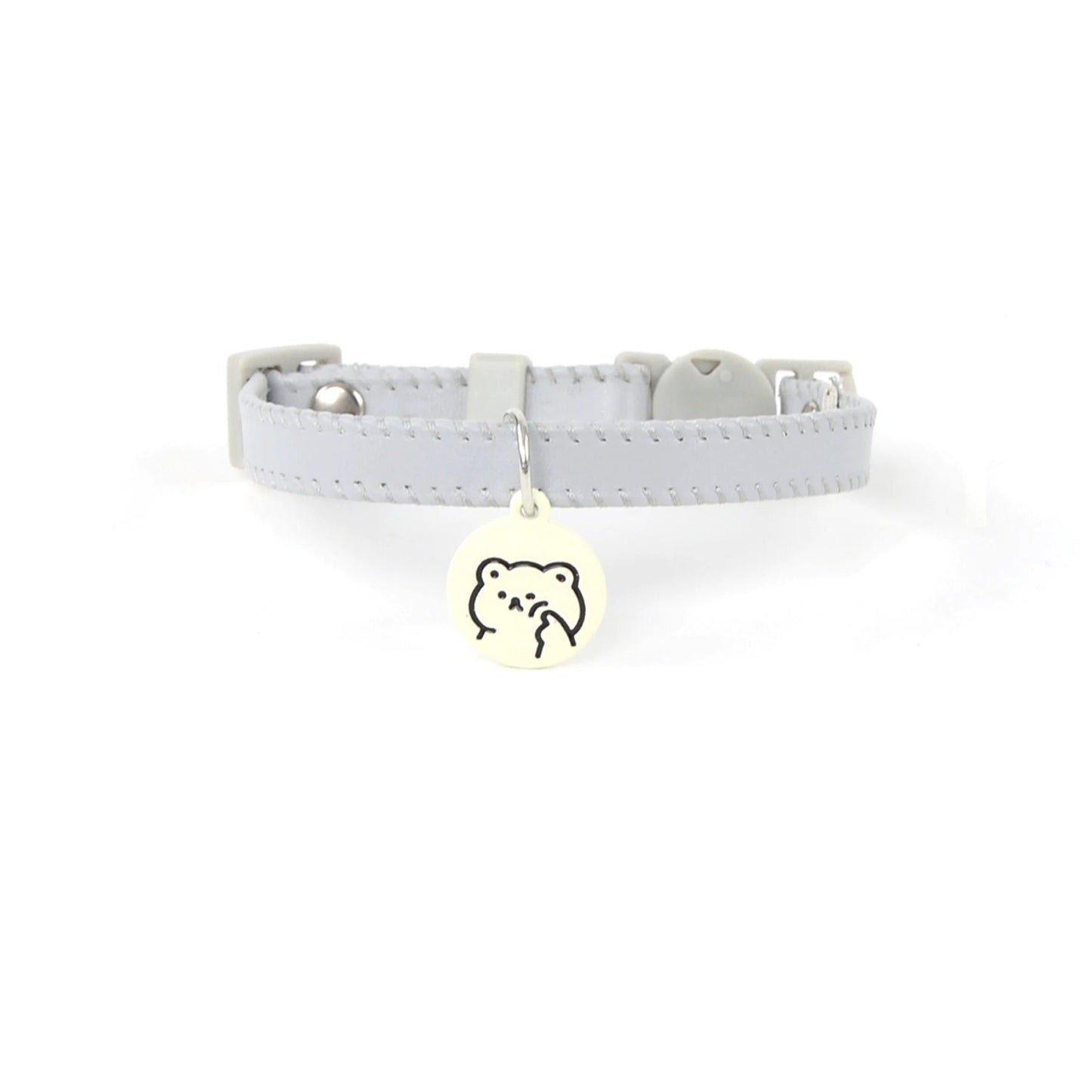 Cream Grey Leather Collar