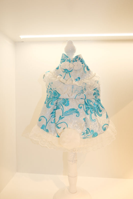 Blue Floral Pet Dress XS