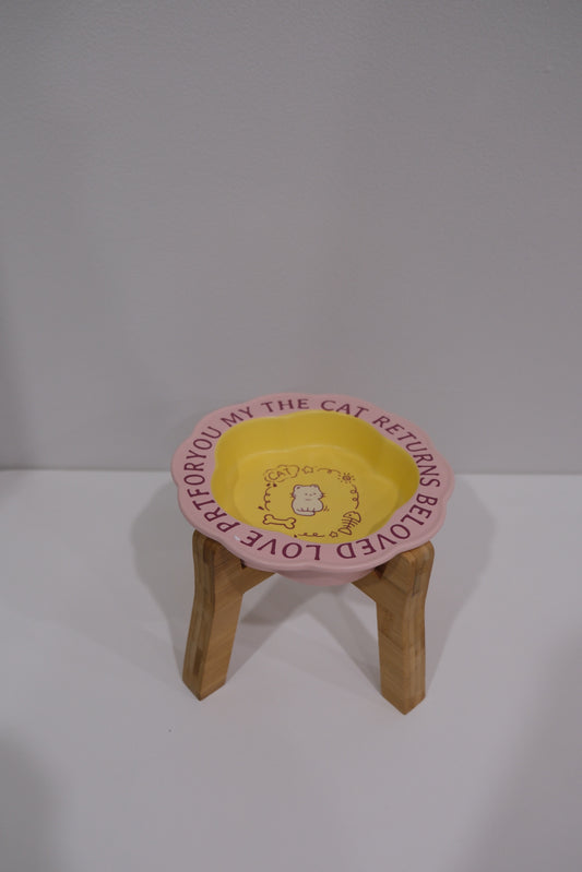 Purple Yellow Cat Wooden Stand