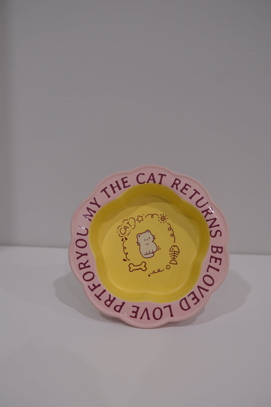 Purple Yellow Cat Wooden Stand