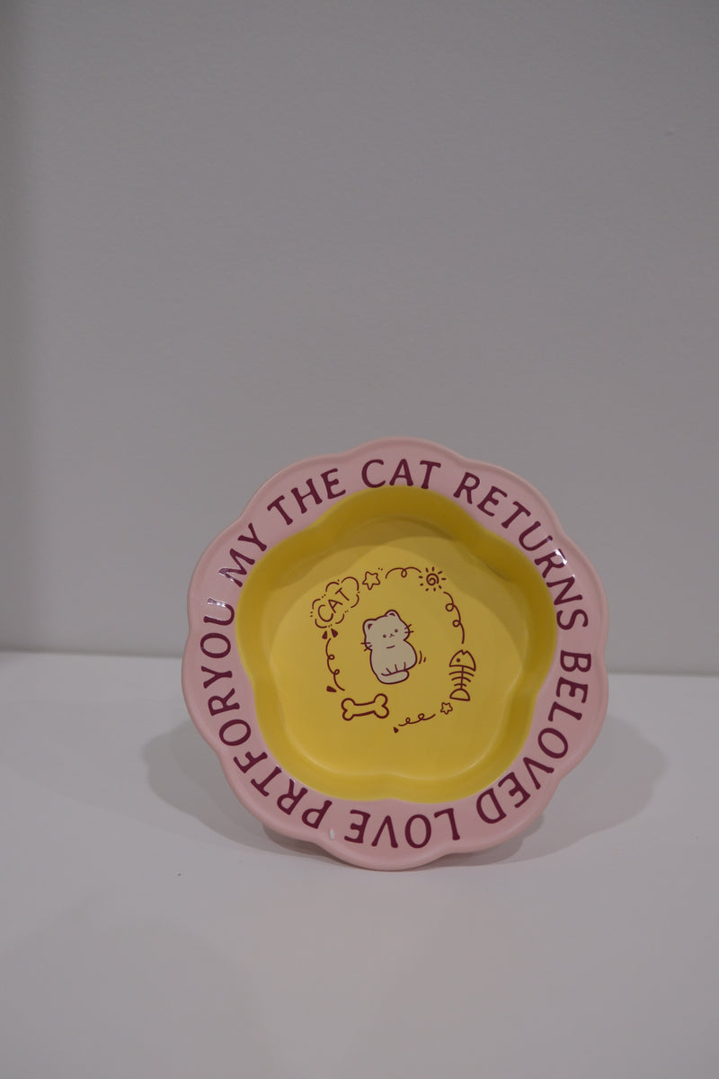 Purple Yellow Cat Wooden Stand