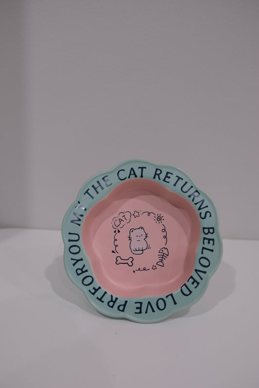 Blue Pink Cat Wooden Stand