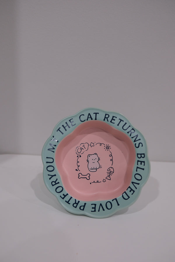 Blue Pink Cat Wooden Stand