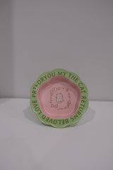 Green Pink Cat Wooden Stand