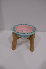 Blue Pink Cat Wooden Stand