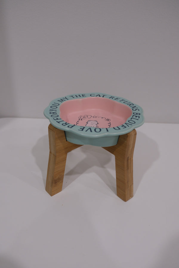 Blue Pink Cat Wooden Stand