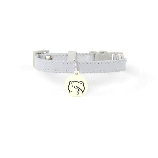 Cream Grey Leather Collar