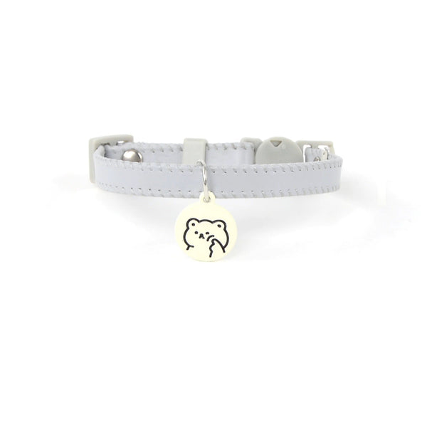 Cream Grey Leather Collar