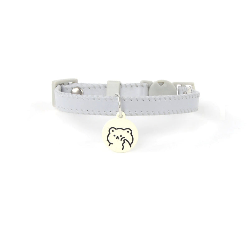 Cream Grey Leather Collar