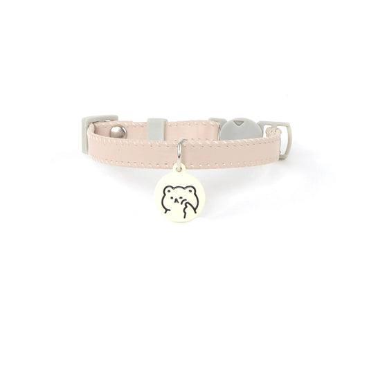Cream White Leather Collar