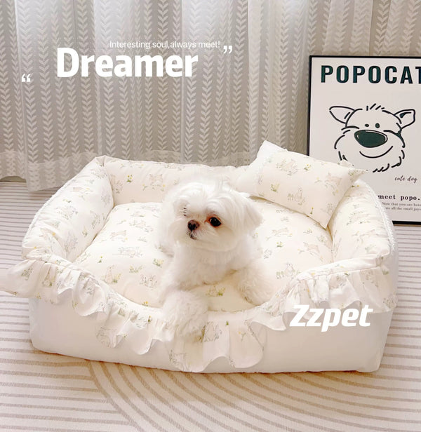 Cream White Bed