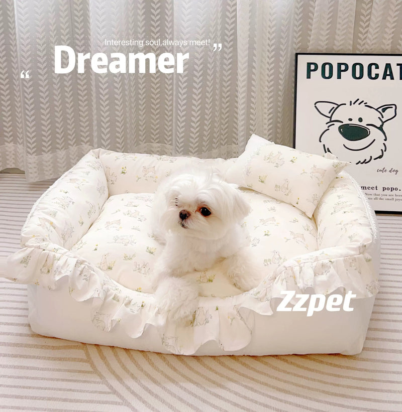 Cream White Bed